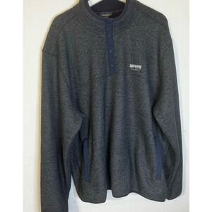 Eddie Bauer Mens XXL Pullover Gray Button Up Fleece Lined Sweater‎